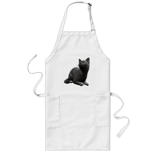 Delantal Largo Apron gato negro tranquilo (Frente)