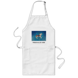 Delantal Largo Aprones, Bibs - Caballo de carrusel rojo, blanco y