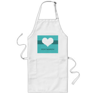 Delantal Largo Aqua Modern Heart Apron