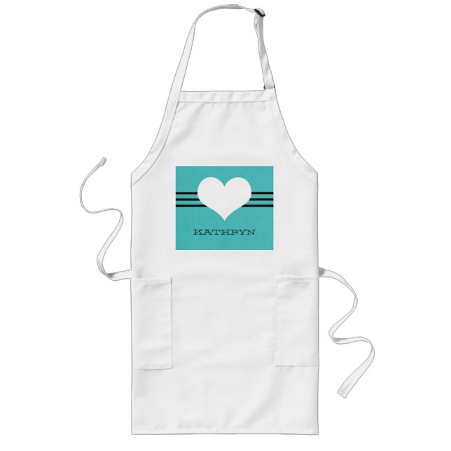 Delantal Largo Aqua Modern Heart Apron (Frente)