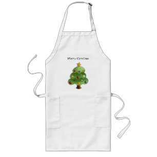 Delantal Largo Árbol de navidad feliz (añada su propio texto)