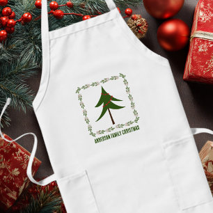 Delantal Largo Árbol de Navidad retro vintage y Minimalista de gu