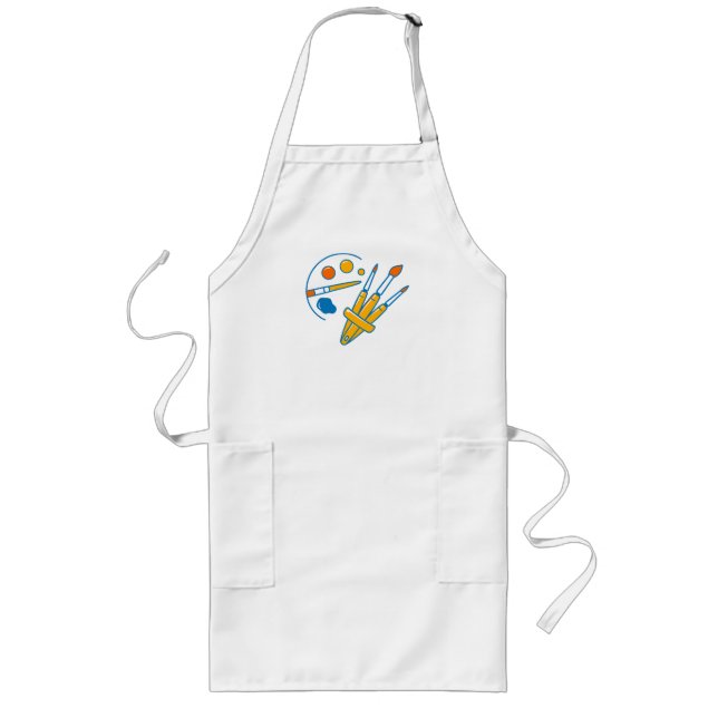 Delantal Largo Artist Paint Palette and Brushes (Frente)