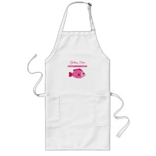 Delantal Largo Aventura del lago retro diseño vintage de pez rosa