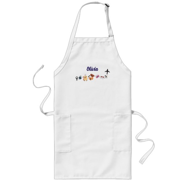 Delantal Largo Aventuras de viaje, lindo, personalizado (Frente)