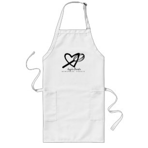 Delantal Largo Bakery Heart Love Cake Business Whisk Hand Drawn