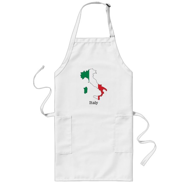 Delantal Largo Bandera de Italia dentro de su mapa - Colección de (Frente)