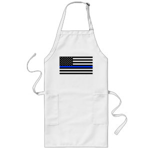 Delantal Largo Bandera de la policía de la delgada línea azul