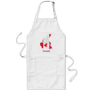 Delantal Largo Bandera de orgullo canadiense dentro del mapa