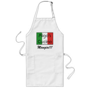 Delantal Largo ¡bandera italiana 3, Cucina de Migo, Mangia!!!