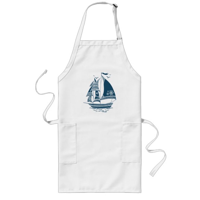 Delantal Largo Barco de vela de viento azul (Frente)