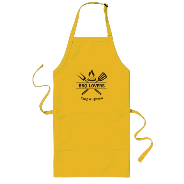 Delantal Largo BBQ Lovers King & Queen Apron | Couples Grill Gift (Frente)