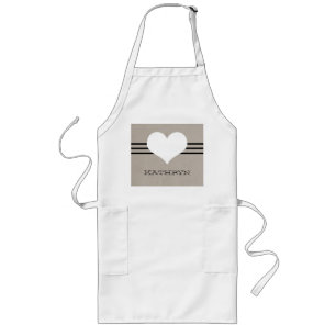 Delantal Largo Beige Modern Heart Apron