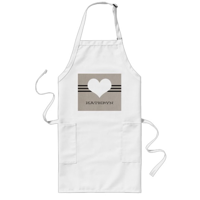 Delantal Largo Beige Modern Heart Apron (Frente)