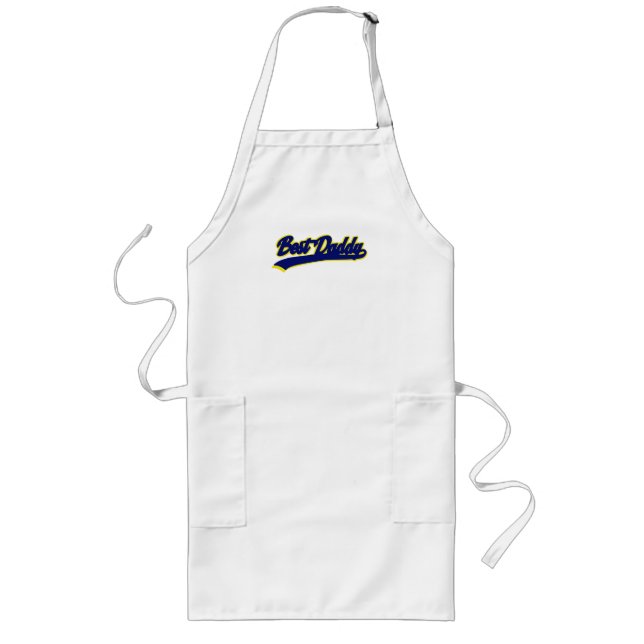 Delantal Largo Best Daddy Retro Blue Yellow Typography (Frente)