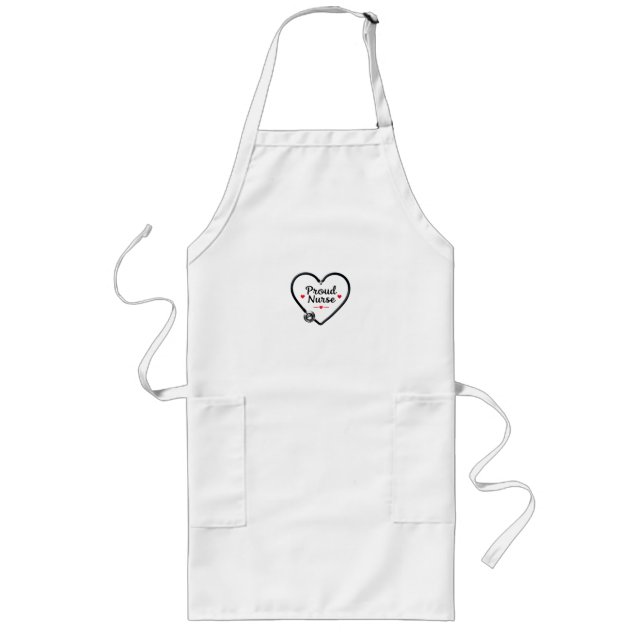 Delantal Largo  Black Stethoscope Forming Heart Shape with “Proud (Frente)