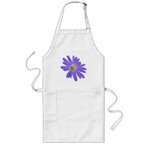 Delantal Largo Blue Daisy Apron Hermosa Flor Azul BBQ Apron