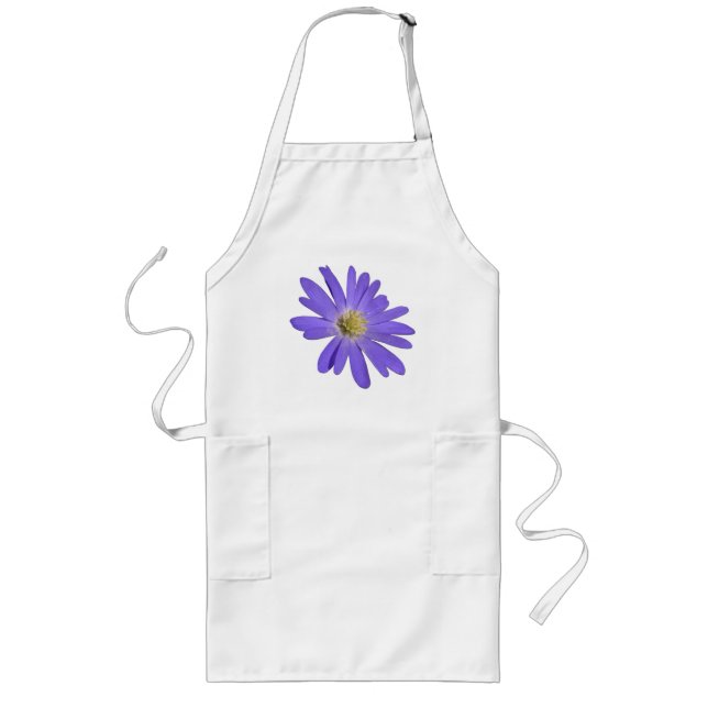 Delantal Largo Blue Daisy Apron Hermosa Flor Azul BBQ Apron (Frente)