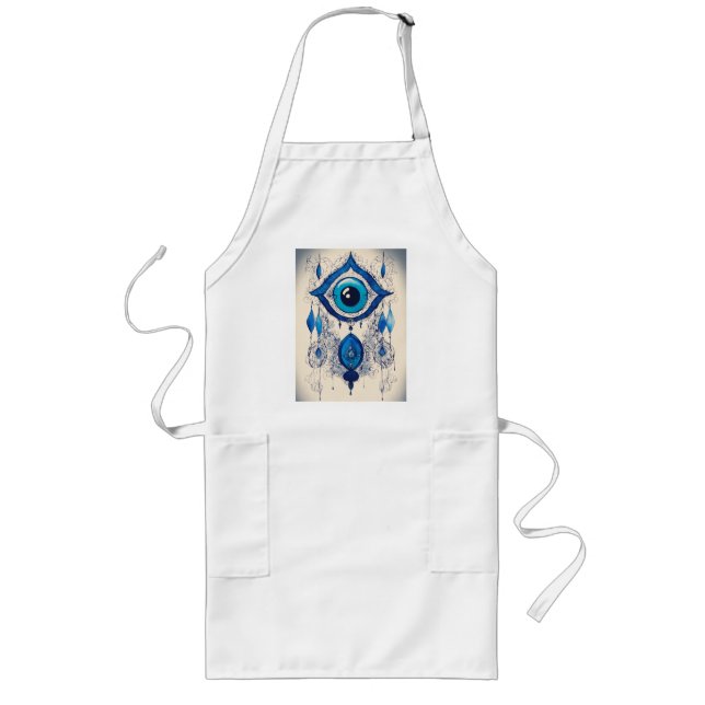 Delantal Largo Blue Evil Eye Ink Illustration – Protective Symbol (Frente)