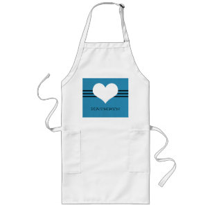 Delantal Largo Blue Modern Heart Apron