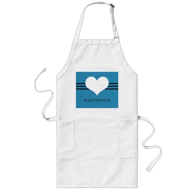 Delantal Largo Blue Modern Heart Apron (Frente)