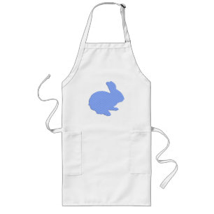Delantal Largo Blue Polka Dot Silhouette Easter Bunny Apron