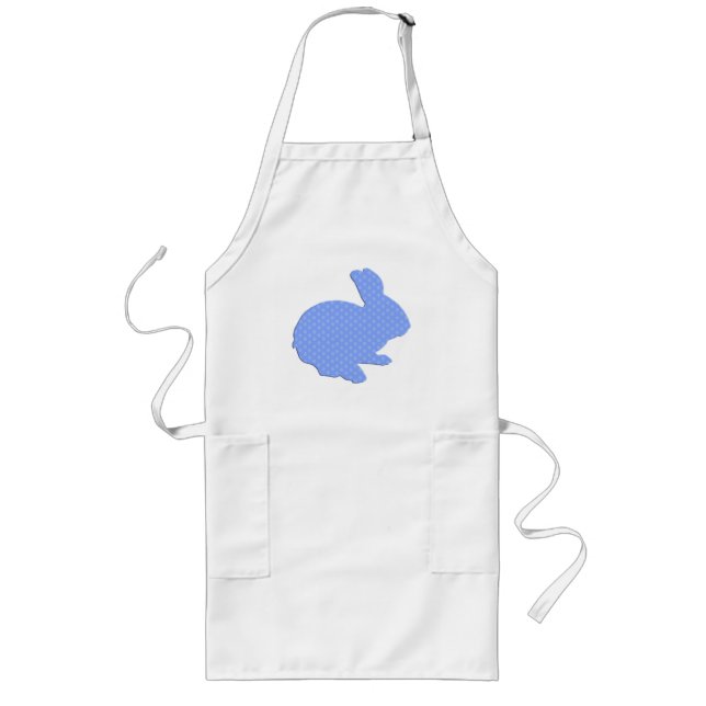 Delantal Largo Blue Polka Dot Silhouette Easter Bunny Apron (Frente)