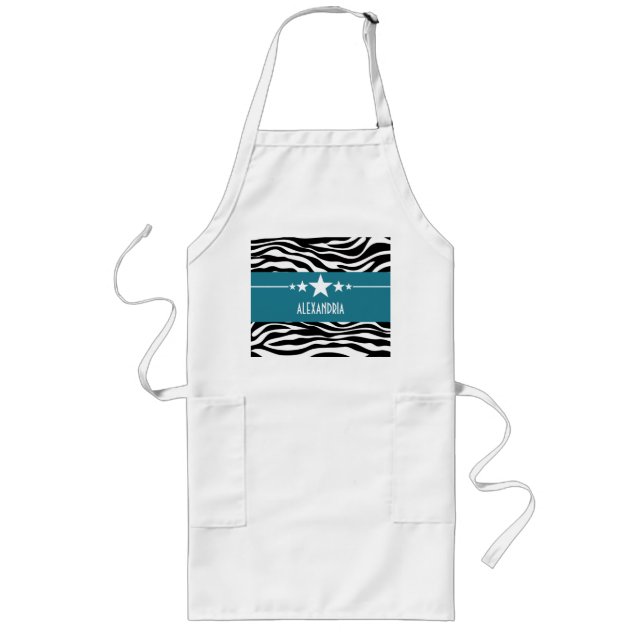Delantal Largo Blue Sassy Star Zebra Apron (Frente)