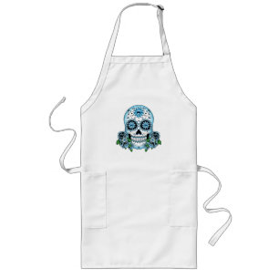 Delantal Largo Blue Sugar Skull