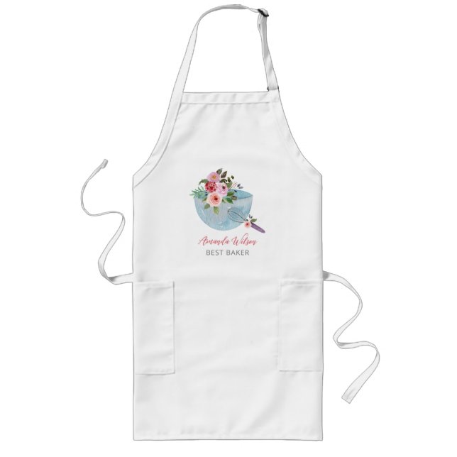 Delantal Largo Bolera Floral personalizada y Whisker Bakers (Frente)