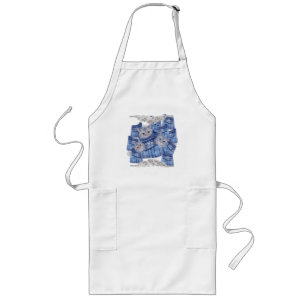 Delantal Largo Bolsillos de jeans de mezclilla, gatitos y encaje