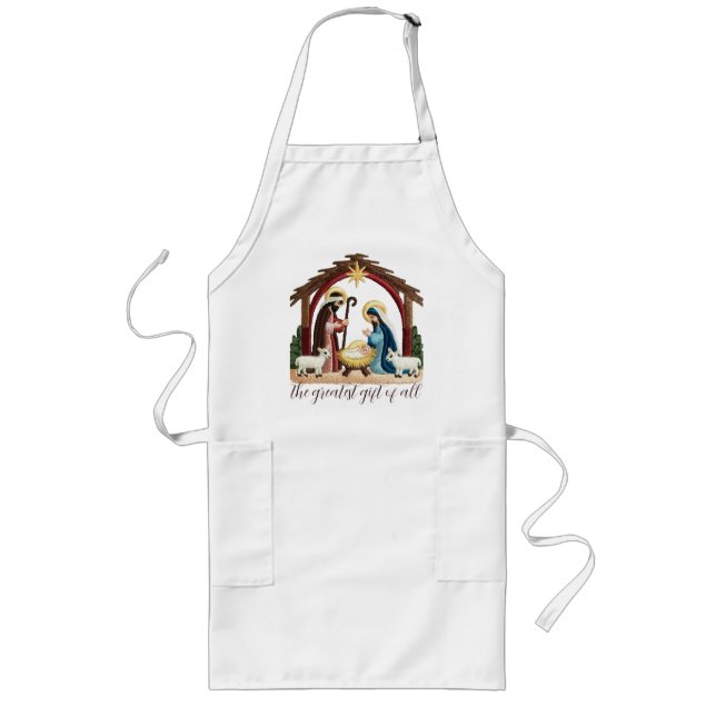 Delantal Largo Bordado falso Natividad Religioso Navidad  (Frente)