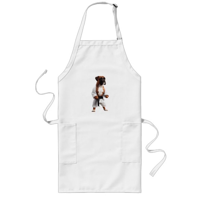 Delantal Largo Boxer Dog Play Karate, Boxer Dog Karate Player (Frente)