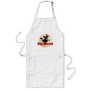 Delantal Largo Bruja de Halloween en Escoba
