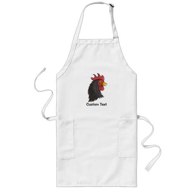 Delantal Largo Cabeza de Gallo Negro (Frente)