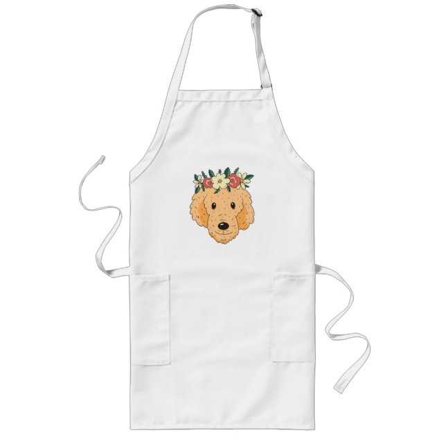 Delantal Largo Cabeza de Golden Retriever Adorable (Frente)