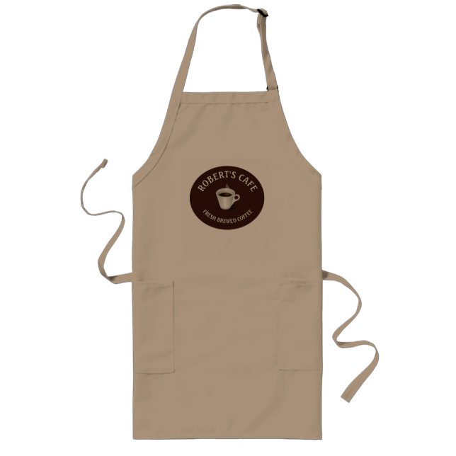 Delantal Largo Café Barista Cafe Personalizado Khaki (Frente)