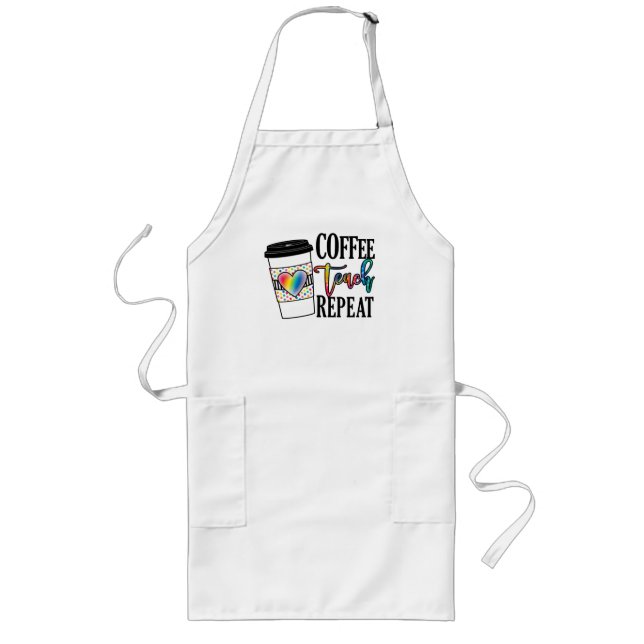 Delantal Largo Café, Teach, Repetir (Frente)