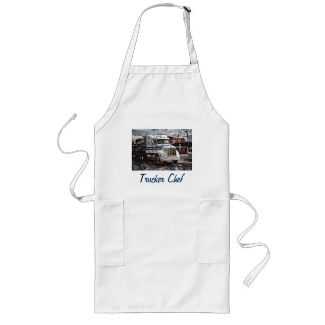 Delantal Largo CAMIONES DE CAMIONES DE CARGA BLANCA Apron Fun BBQ (Frente)