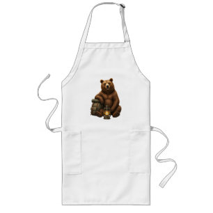 Delantal Largo Camiseta de dibujos animados de oso del bosque lin