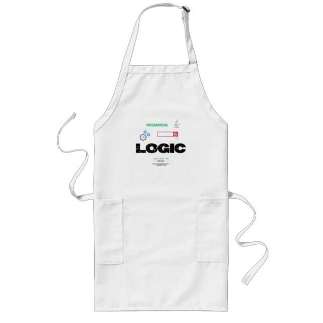 Delantal Largo Camiseta de programación con modo de código lógico (Frente)