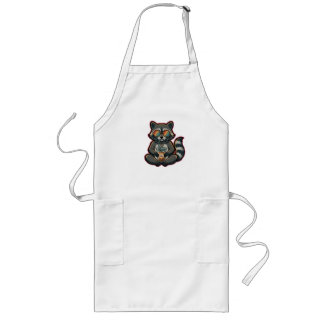 Delantal Largo Camiseta Mapache Genial Bebiendo Café con Hielo de