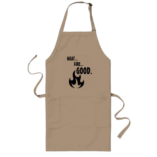 Delantal Largo Carne... Fuego... Buen Parrillada Apron (Frente)