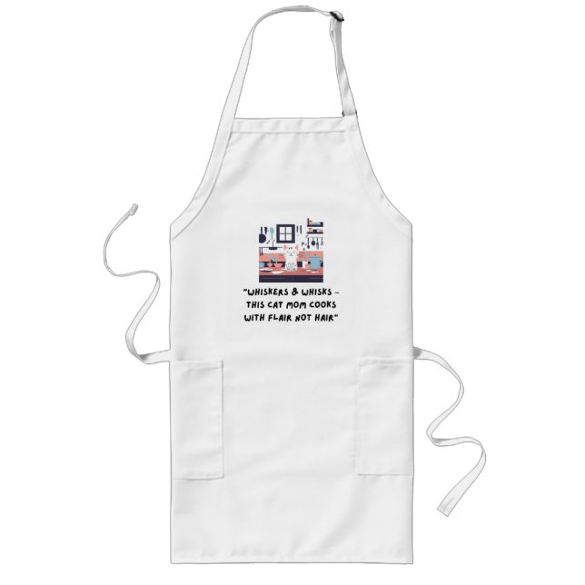 Delantal Largo Cat Mom Apron, Regalo de Día de la Madre (Frente)