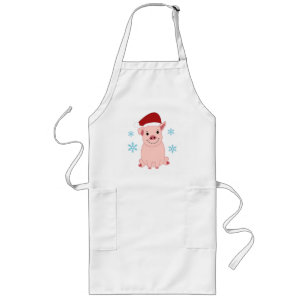 Delantal Largo Cerdito navideño sonriente