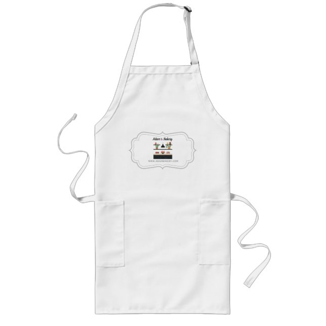 Delantal Largo Chalkboard Sweet Treatment Bakery Business Apron (Frente)