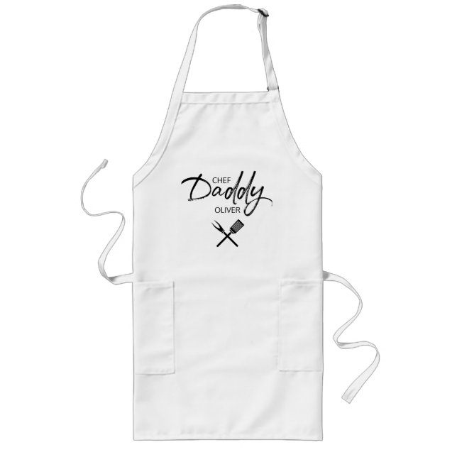 Delantal Largo Chef Daddy Script Día del padre Personalizado (Frente)
