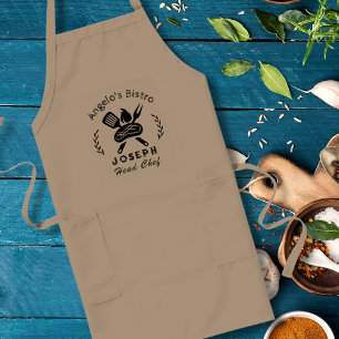 Delantal Largo Chef de Bistro Personalizado con Gráfico de Utensi