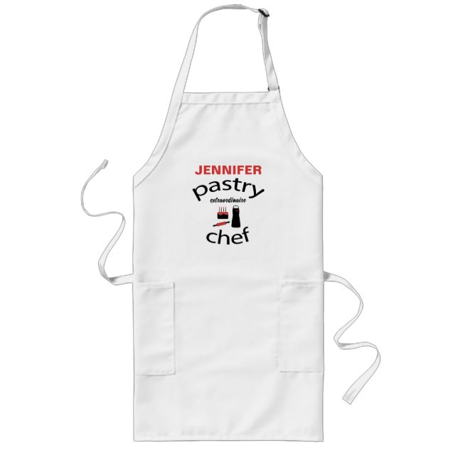 Delantal Largo Chef de repostería personalizado Extraordinaire (Frente)
