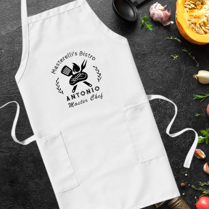 Delantal Largo Chef Maestro Personalizado con Gráfico de Utensili